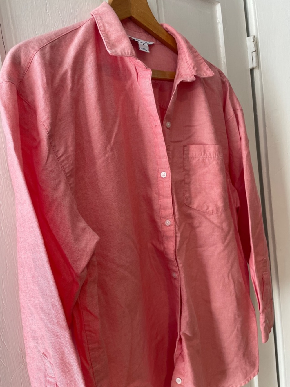 Old Navy Women’s Coral-Pink Long Sleeve Boyfriend Button-Down Shirt